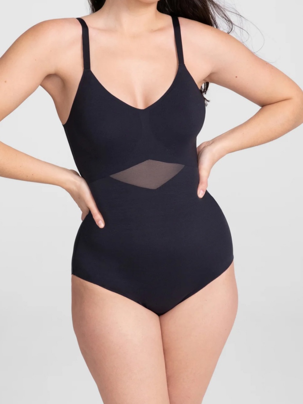 Honeylove Black Cami Shaping Bodysuit with Mesh Waist